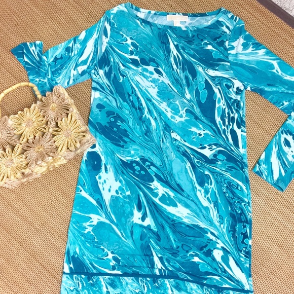Michael Kors Dresses & Skirts - NWT- Michael Kors Tile Blue Dress SZ L